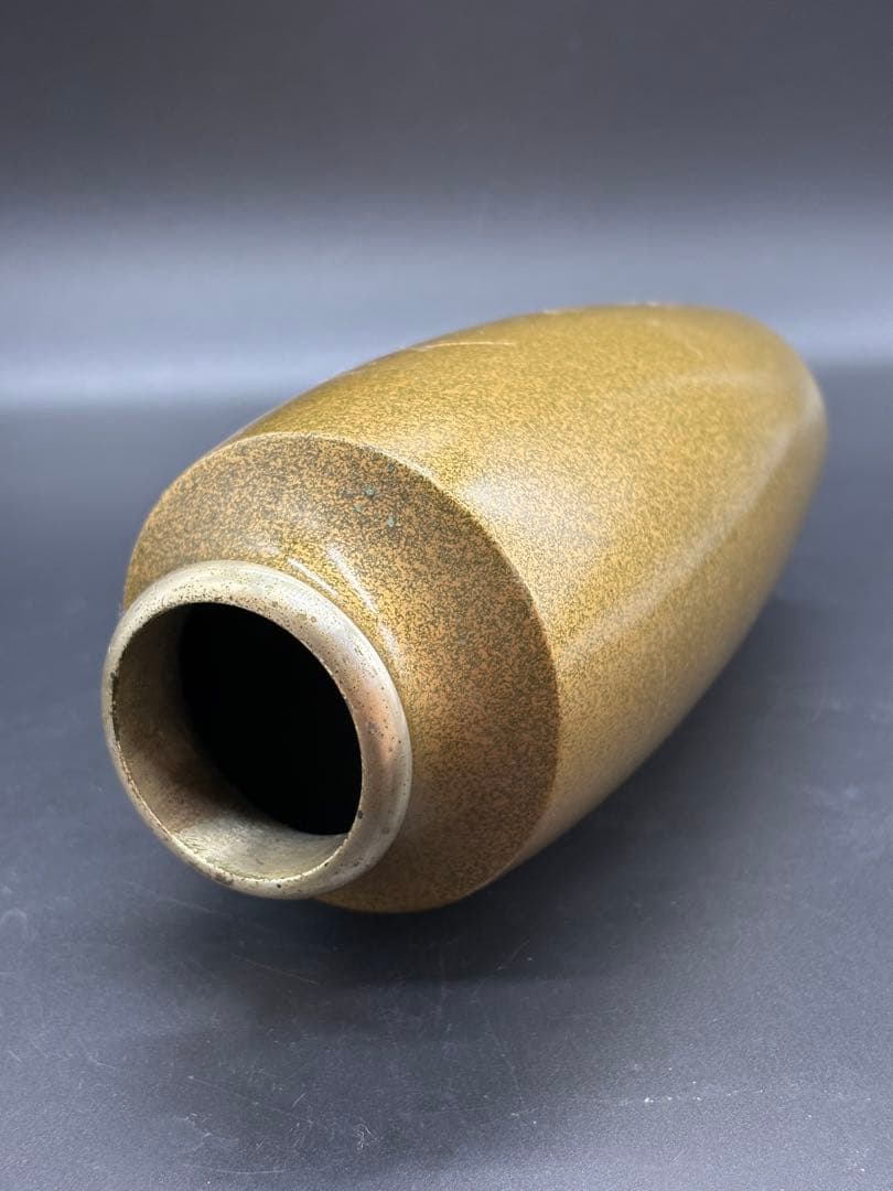 鋳銅 唐木花台付 花紋 花瓶 /金工 花器 花入