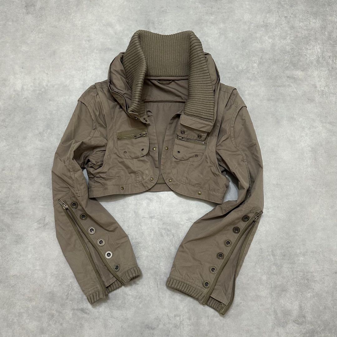 平成ギャルy2k　ファー付き　ミニタリージャケット　フェアリーグランジ　パーカー