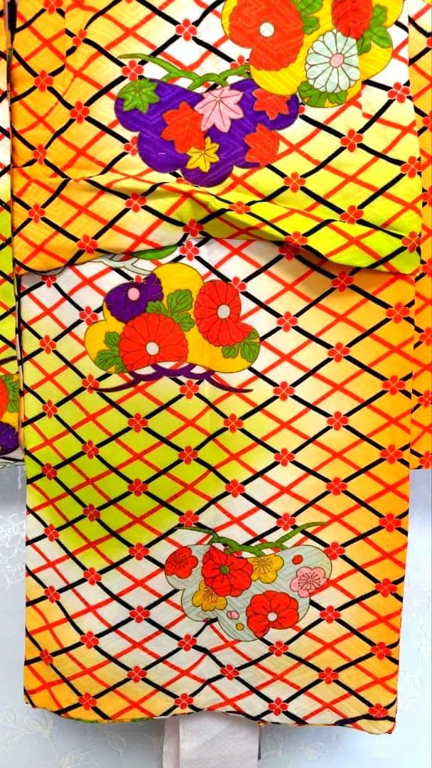 RK404アンティーク子供着物着丈77センチ裄丈38センチしつけ糸付き綺麗美品