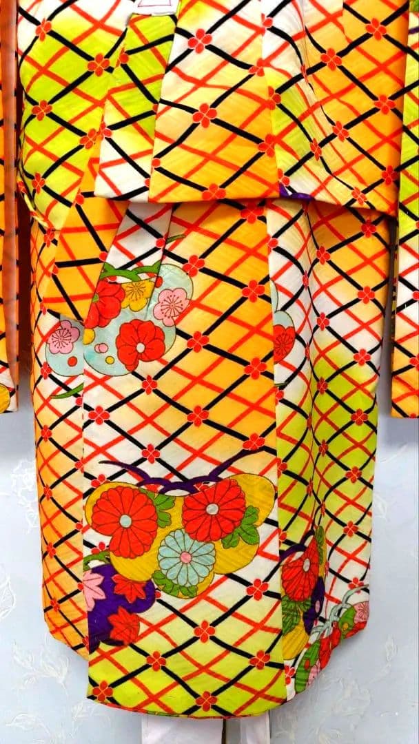 RK404アンティーク子供着物着丈77センチ裄丈38センチしつけ糸付き綺麗美品