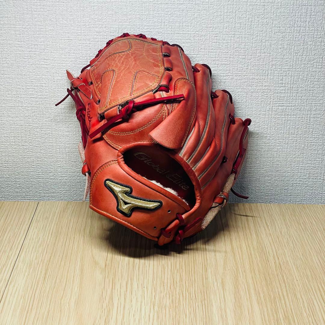 ミズノ グローバルエリート 硬式 投手用 左投げクロス締め/逆巻き ラディッシュ