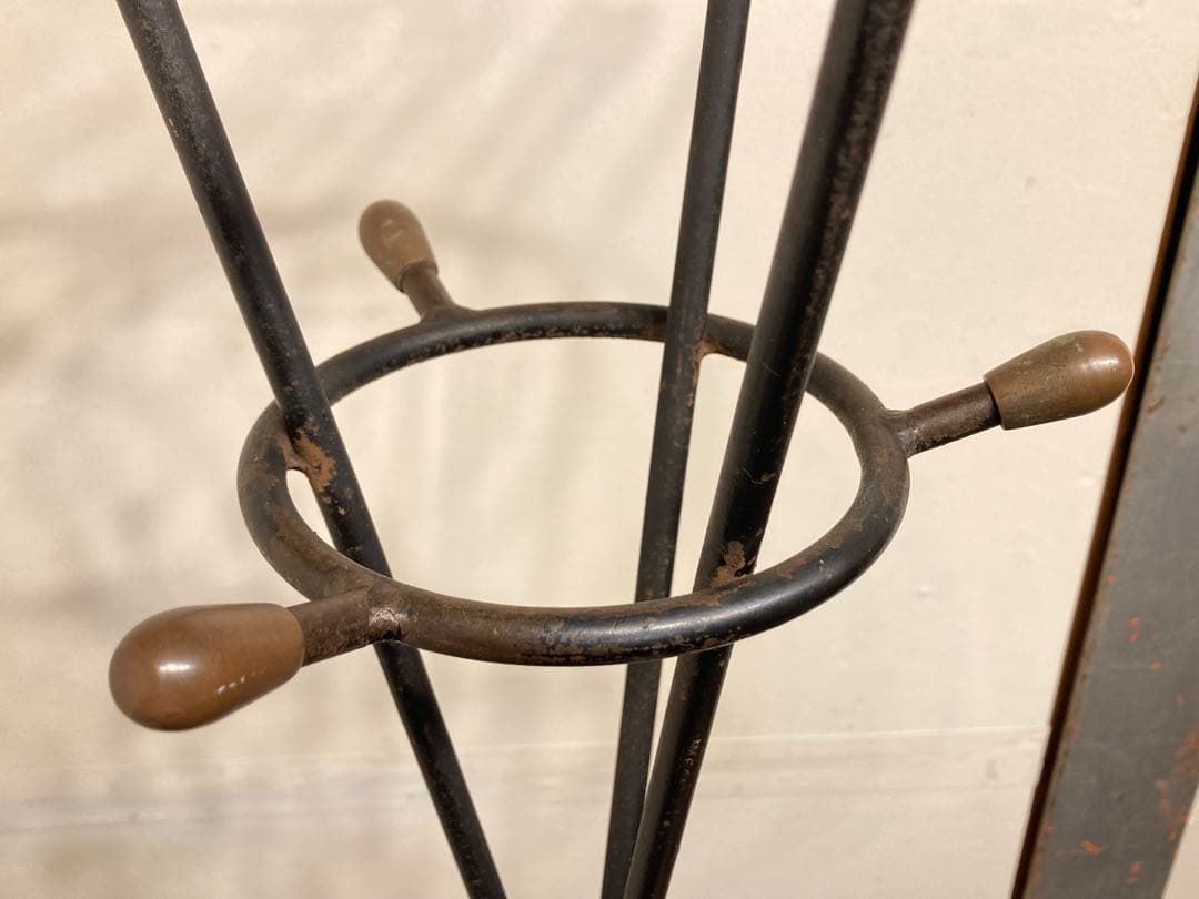 60'sヴィンテージ 鉄×真鍮 スチールコートハンガー フランスアンティーク