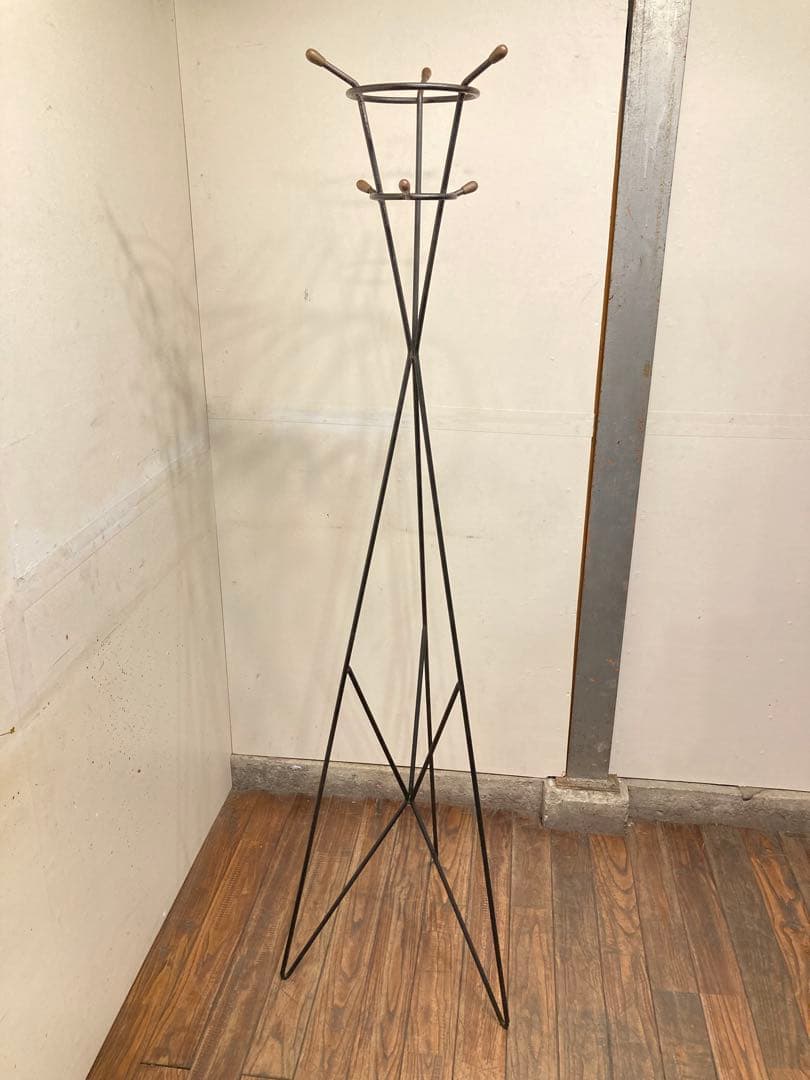 60'sヴィンテージ 鉄×真鍮 スチールコートハンガー フランスアンティーク