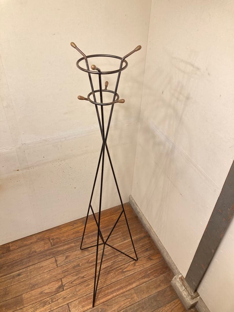 60'sヴィンテージ 鉄×真鍮 スチールコートハンガー フランスアンティーク