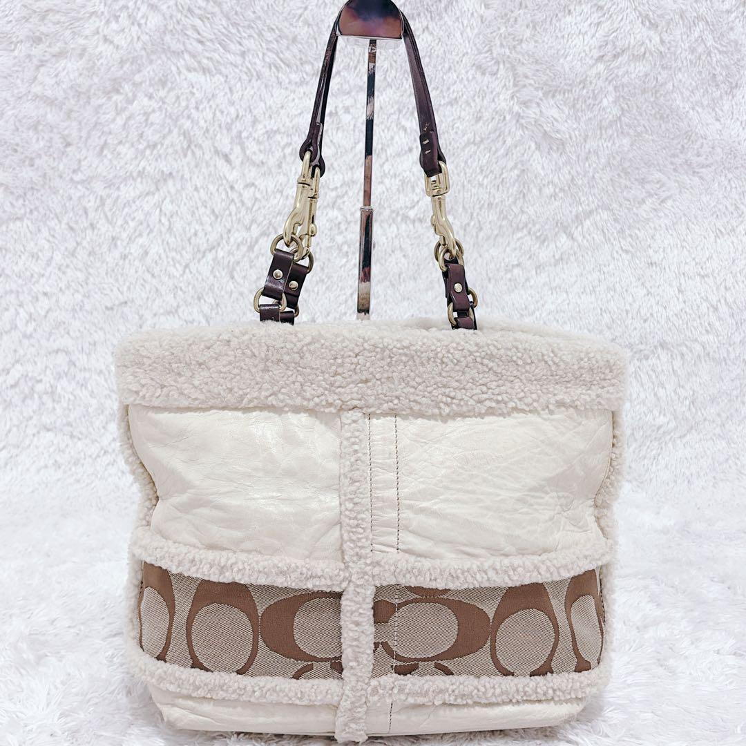 COACH コーチ ハンドバッグ ボア シグネチャー レザー