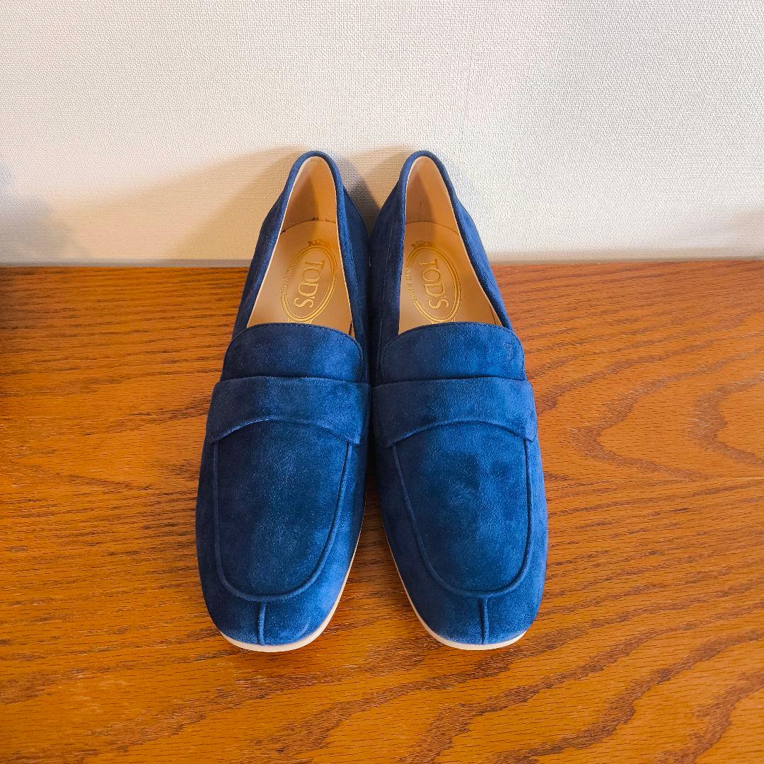 meGU　トッズ　レディース　ローファー　スウェード　ブルー　38 1/2