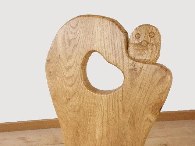 ふくろう　椅子　ダイニングチェアー　イスF　ナラ材　白木色　勇峰工芸（新）