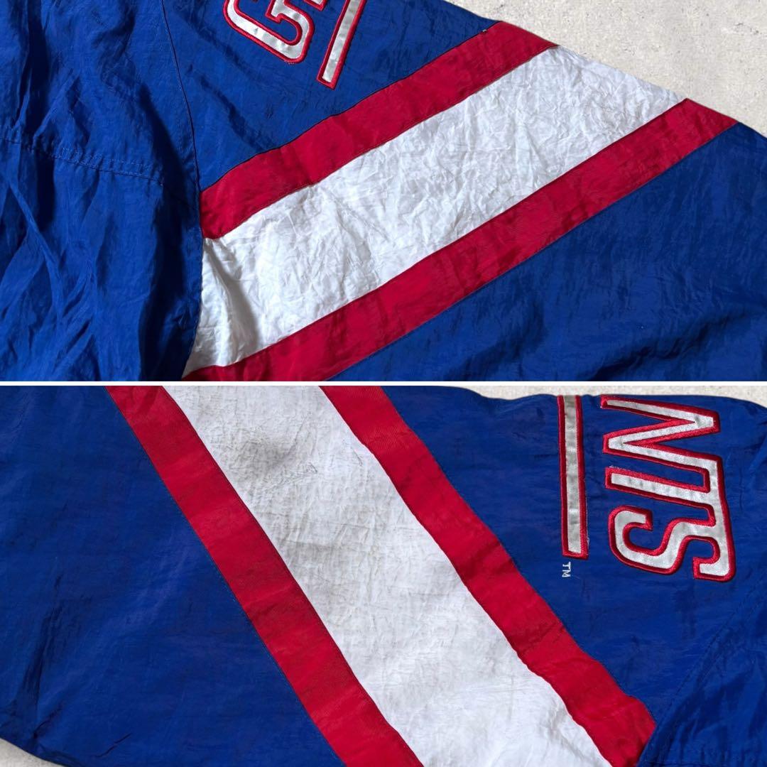 90s NFLナイロンジャケット中綿フーディーSTARTERジャイアンツ古着XL
