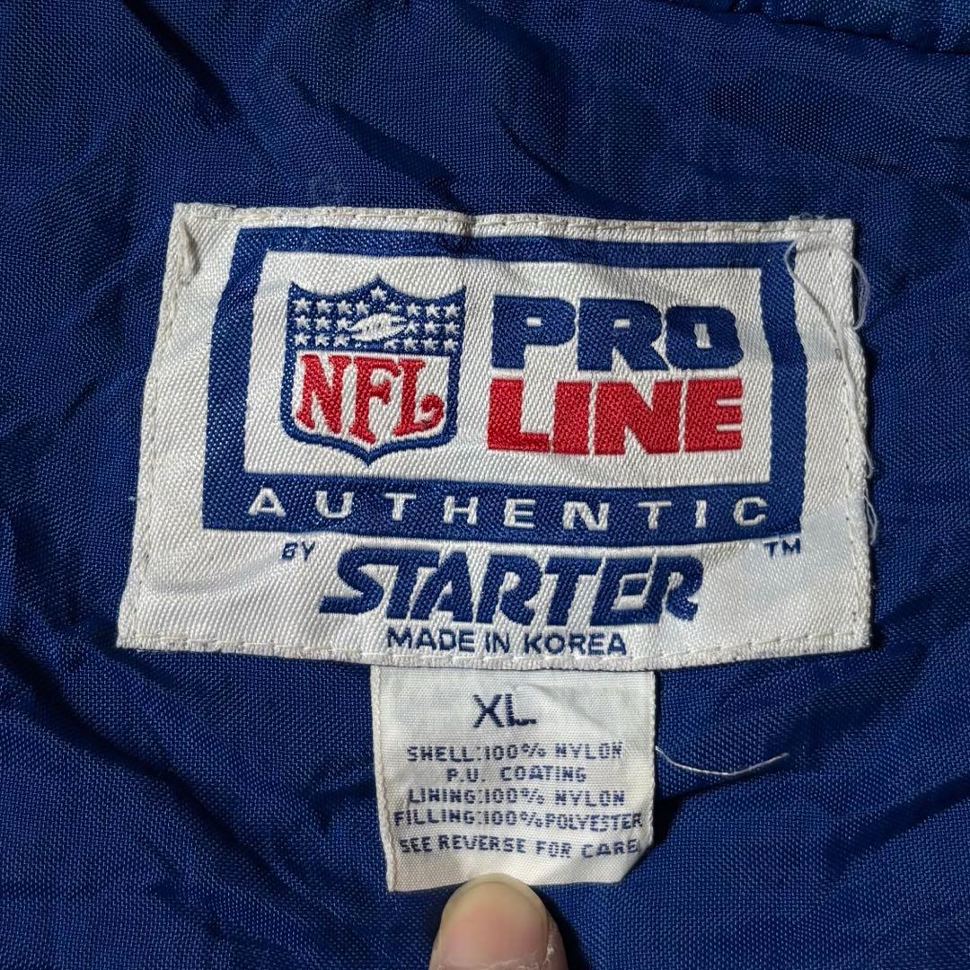 90s NFLナイロンジャケット中綿フーディーSTARTERジャイアンツ古着XL