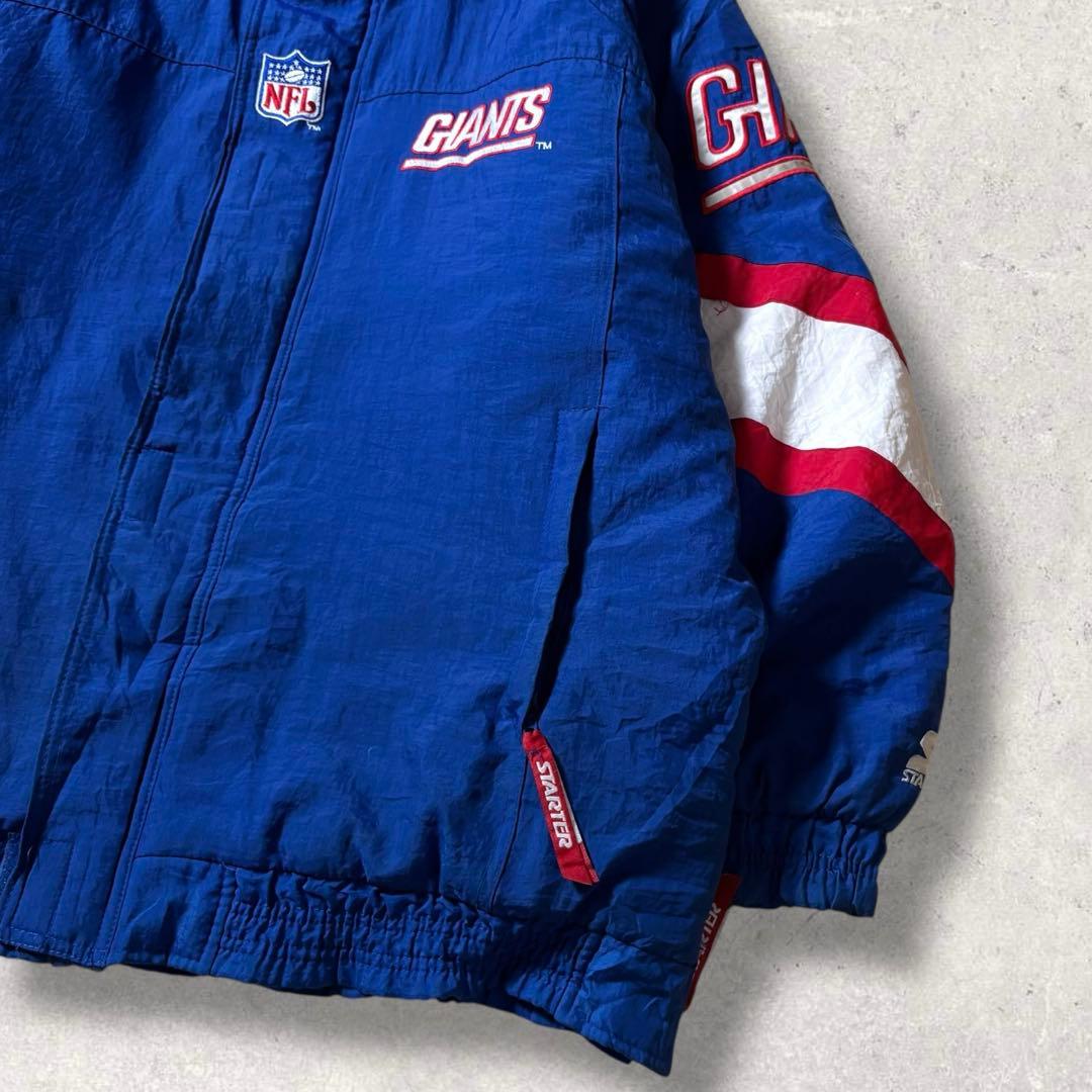 90s NFLナイロンジャケット中綿フーディーSTARTERジャイアンツ古着XL