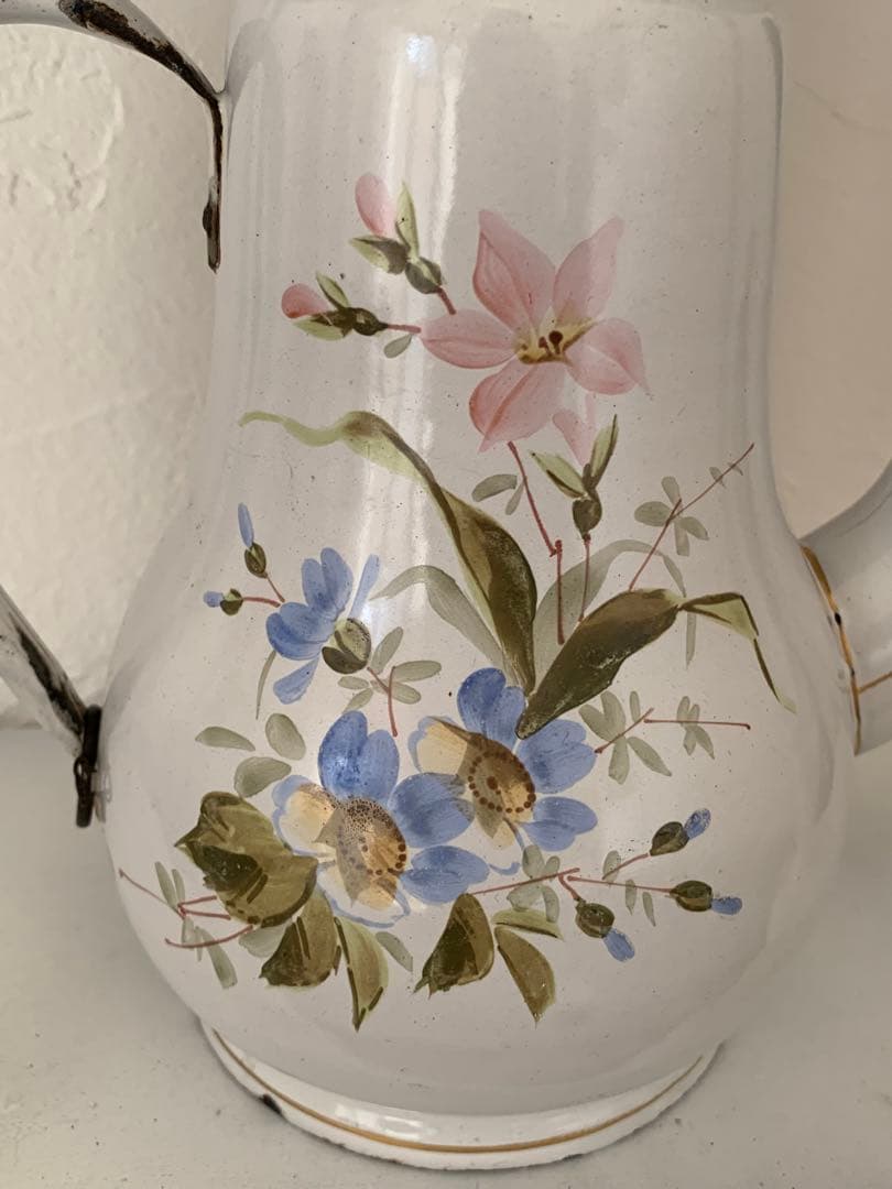 エマイユ　ホーロー　ポット　ブロカント