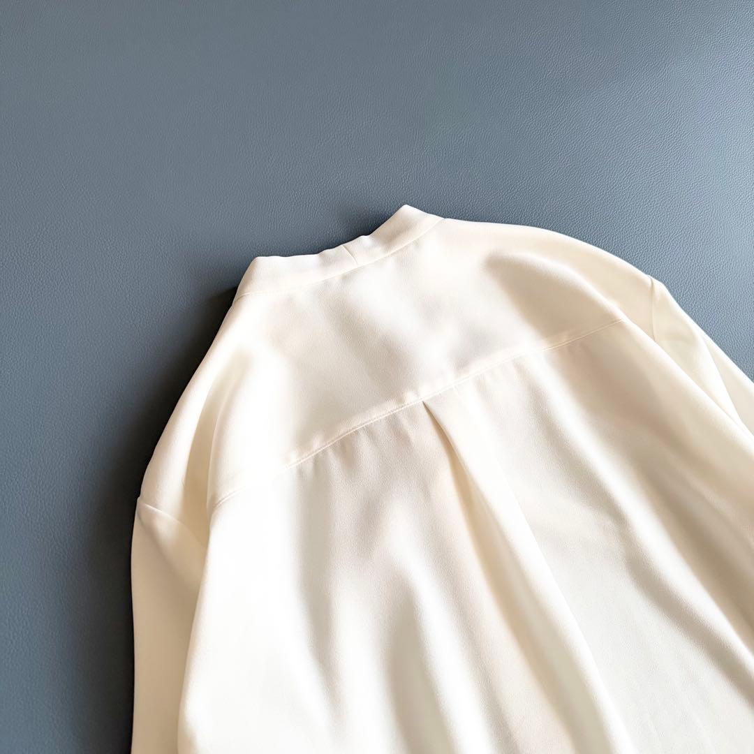 24年【セオリー】TIE BLOUSE ボウタイブラウス 白 長袖 日本製 S