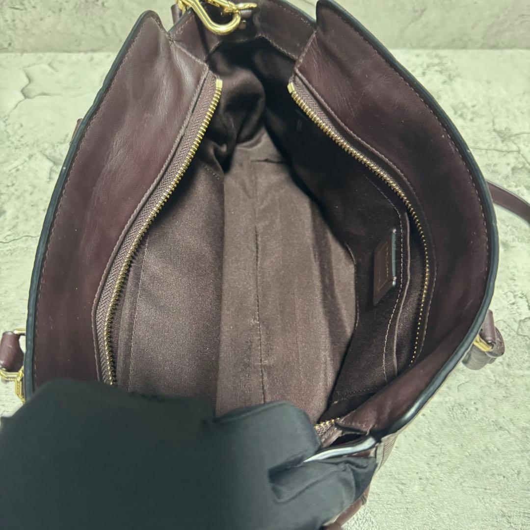 極美品✨️コーチ 2way ショルダーバッグ スワッガー シボ革 レザー ボルドー