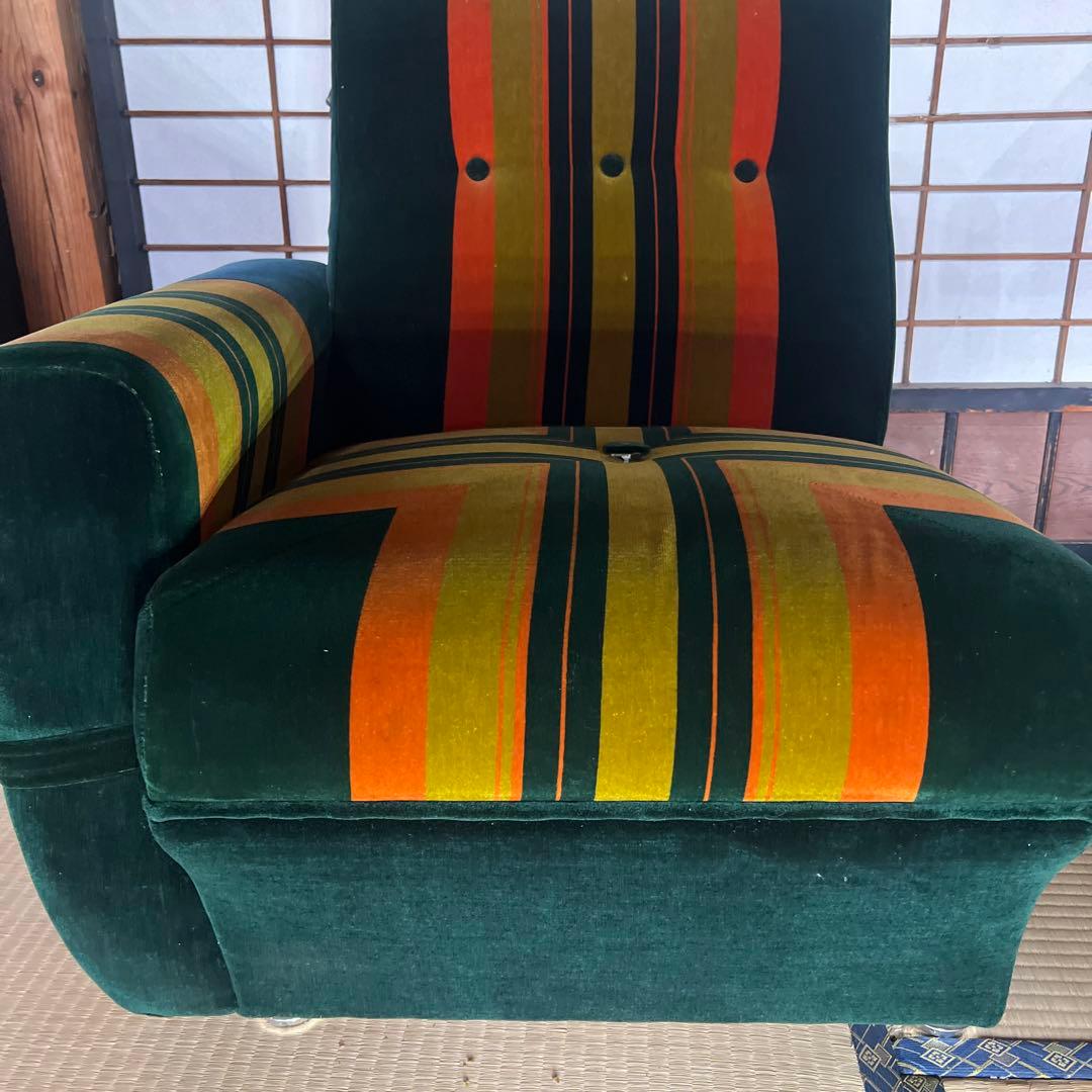 レトロ ストライプ 1人掛けソファ