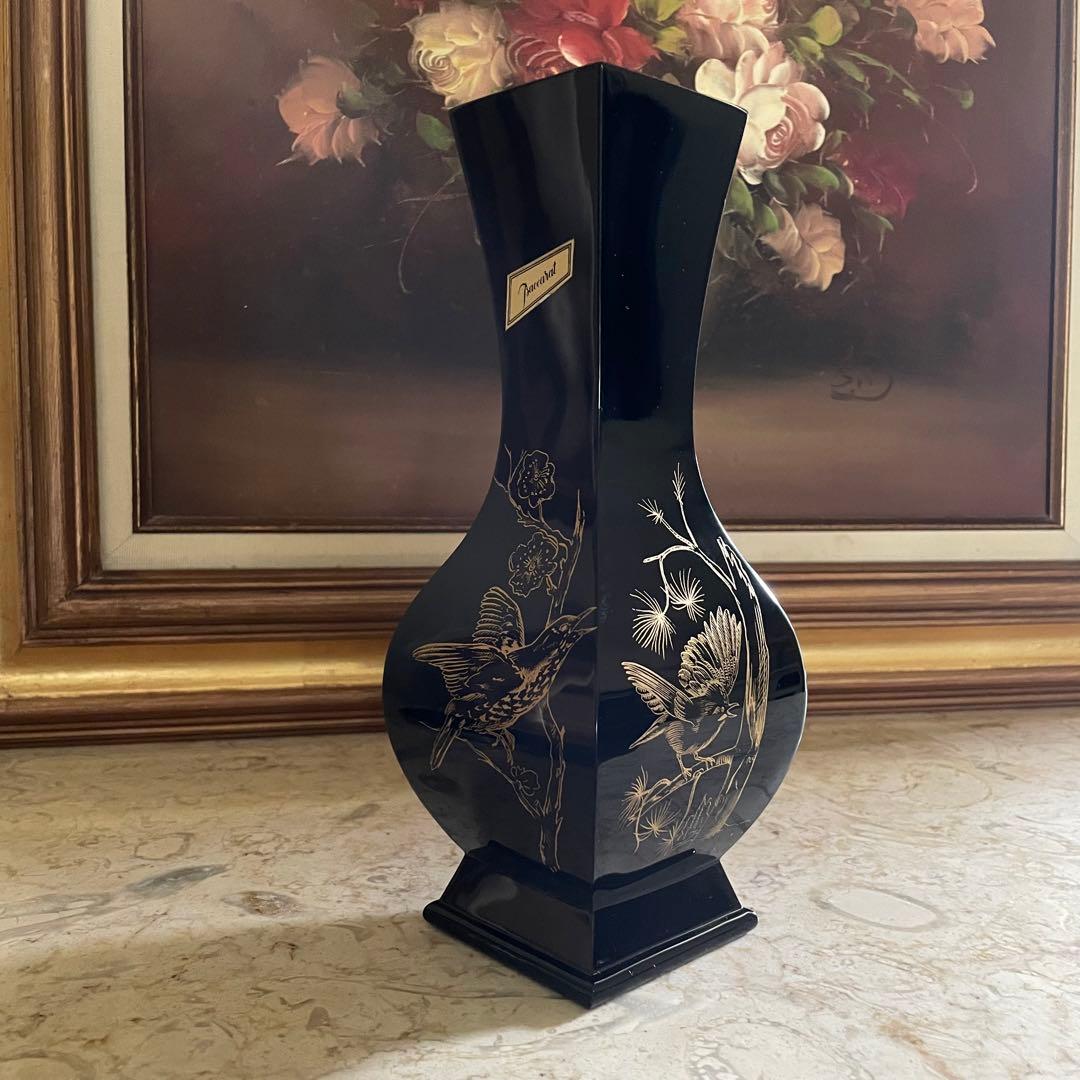 BACCARAT♡ バカラ　漆黒　金彩　ジャポニズム　シノワズリ　鳥紋　花瓶