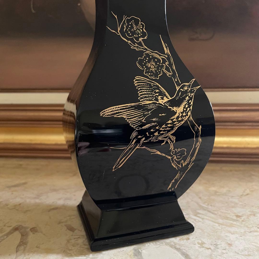 BACCARAT♡ バカラ　漆黒　金彩　ジャポニズム　シノワズリ　鳥紋　花瓶