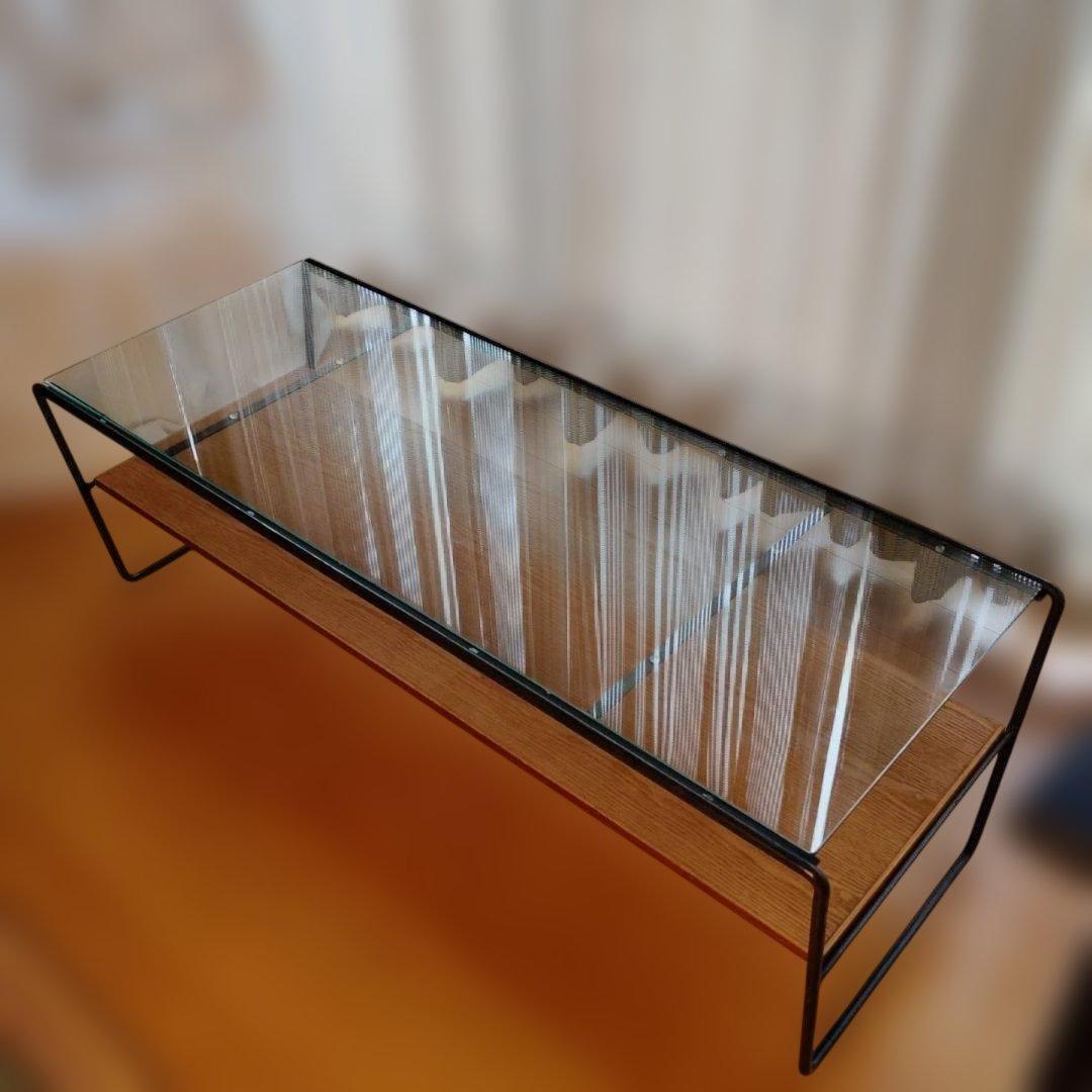 a.depeche(アデペシュ)ガラス 木製 センターテーブル ガラス天板