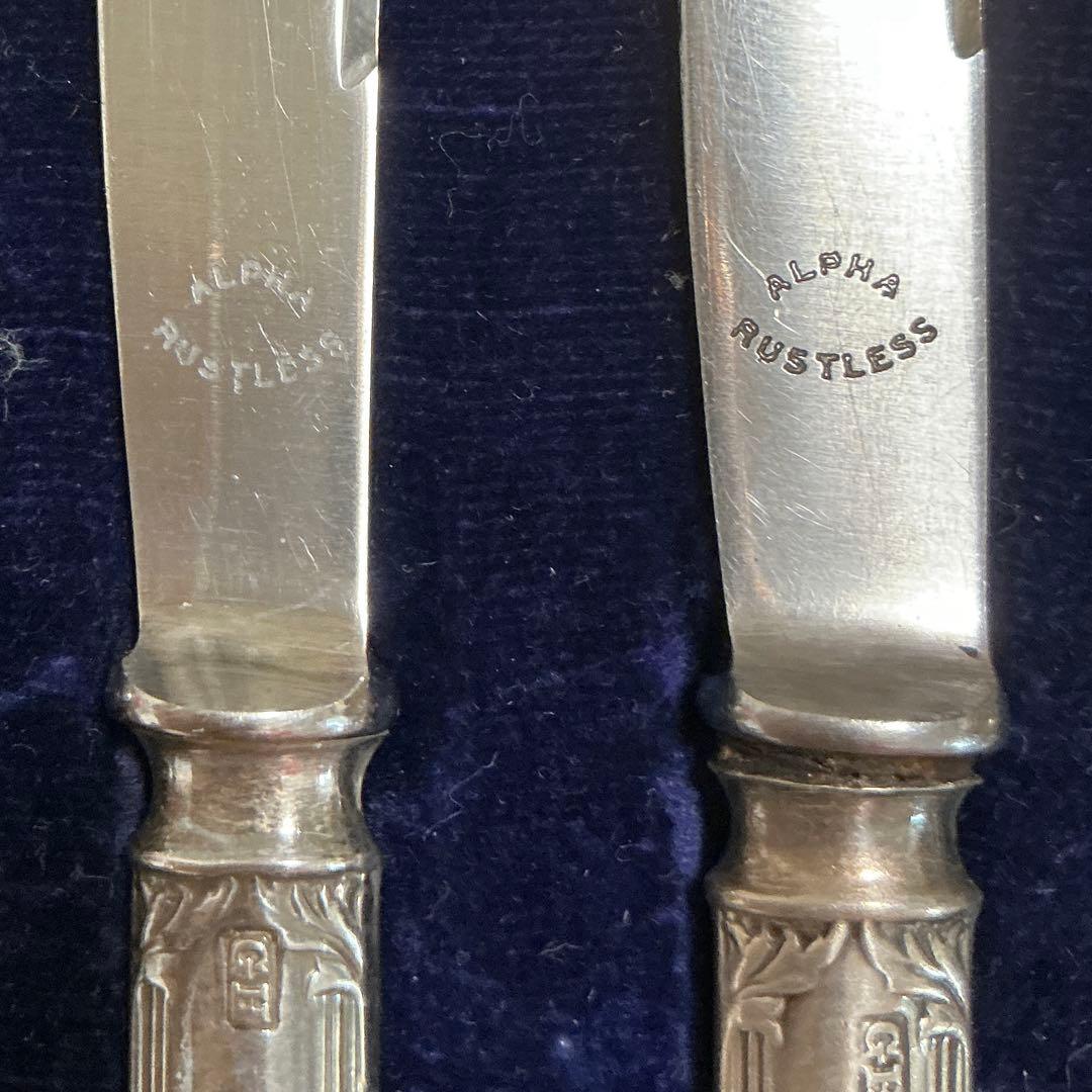 純銀持ち手の英国カトラリー12点　スターリングシルバー