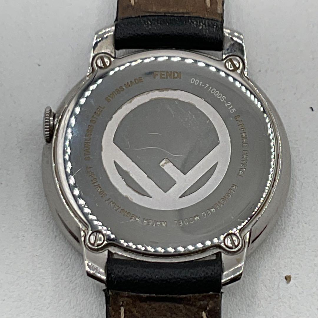 フェンディ QZ/SS 革ベルト 腕時計 シルバー ブラック 不動品