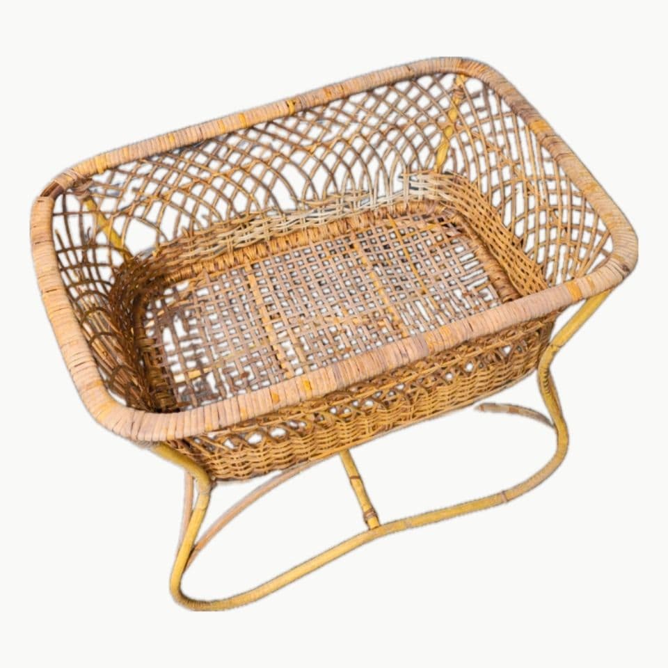 藤 アンティーク ラタン 脚付き かご 籠 カゴ 脱衣カゴ 脱衣かご 脱衣籠