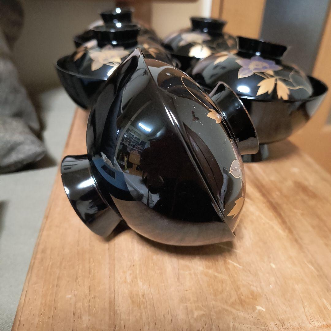 鉄せん　漆器 蓋付き椀 5個セット