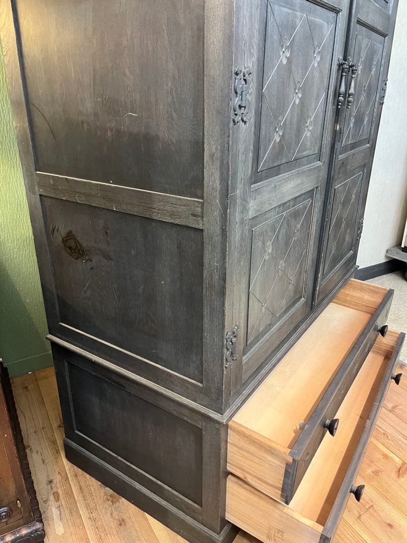 アンティーク ワードローブ クローゼット 木彫インテリア 大正ロマン ビンテージ