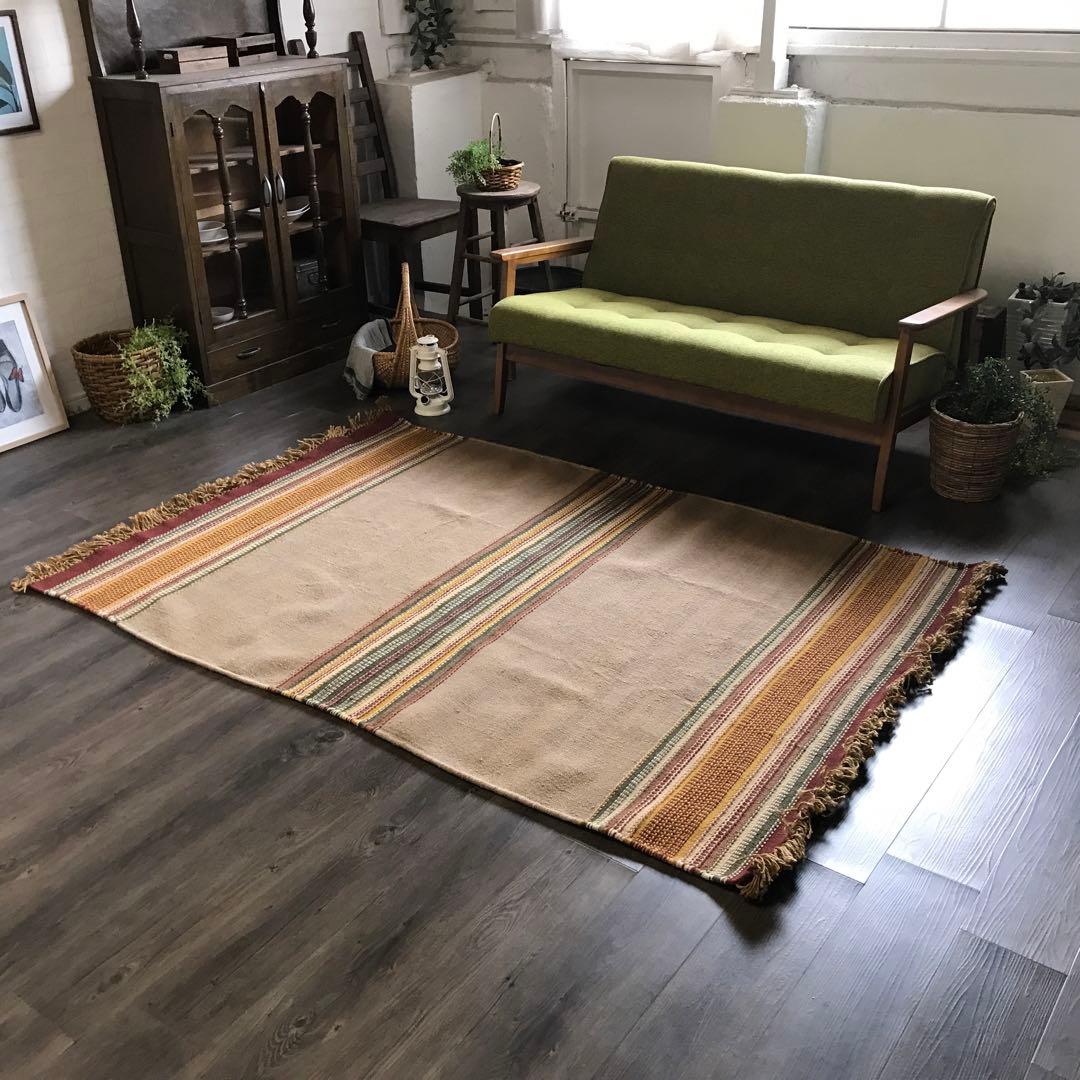 126x197cm 1.5畳 ラグ ラグマット ビンテージ キリム 夏用