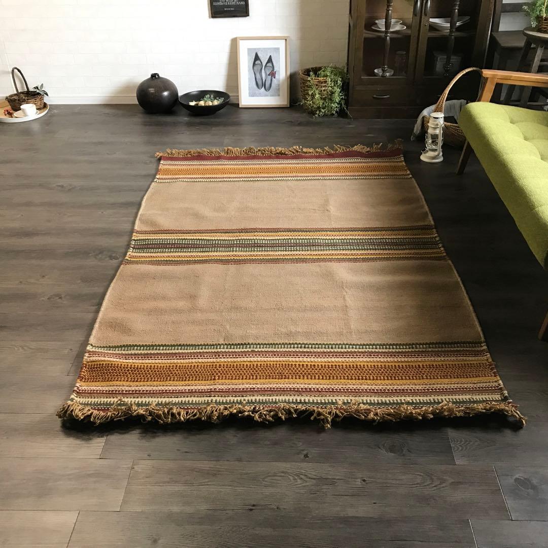 126x197cm 1.5畳 ラグ ラグマット ビンテージ キリム 夏用