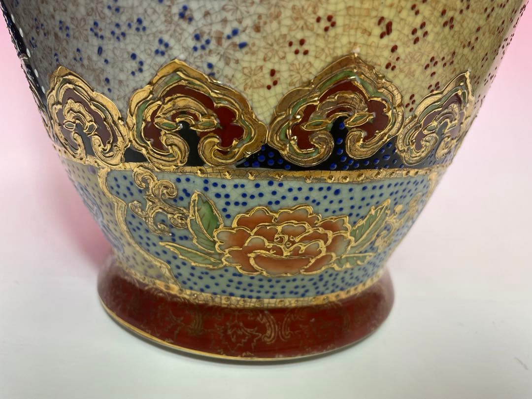 骨董品　大型　花瓶　金装飾　レトロ　壺