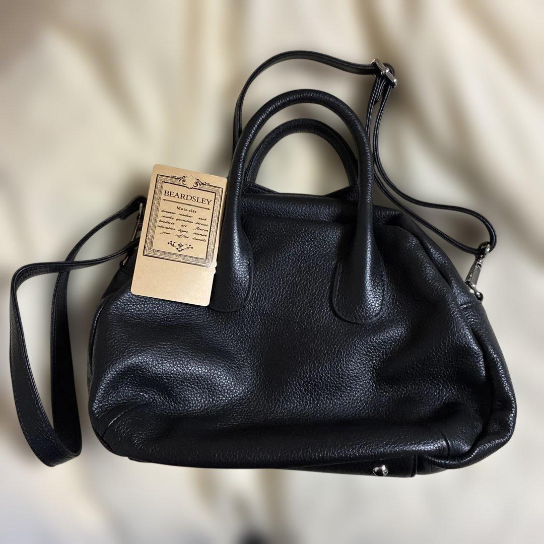 ⭐️ビアズリー新品タグ付牛革本革ラウンドミニボストンバッグ黒人気完売色ZOZO購入