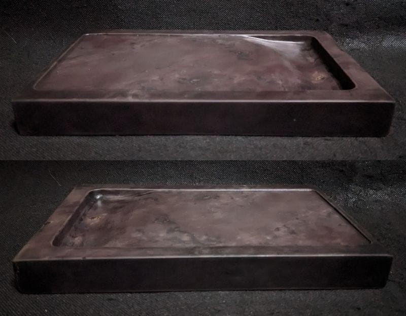 【おにぎり】　◆端渓硯（玳瑁斑・青花・魚脳凍・火捺／朝天巌／唐木箱／九吋）