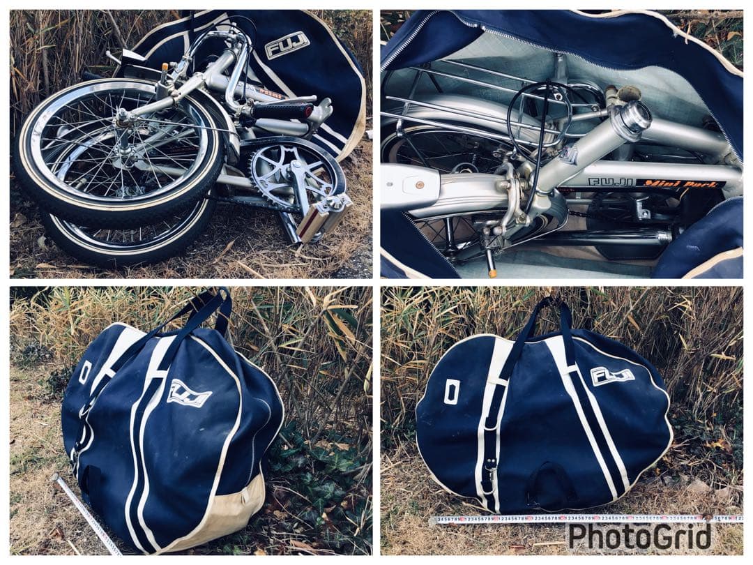 昭和レトロ 当時物 FUJI 折りたたみ自転車 ミニパック 専用輪行バッグ付き