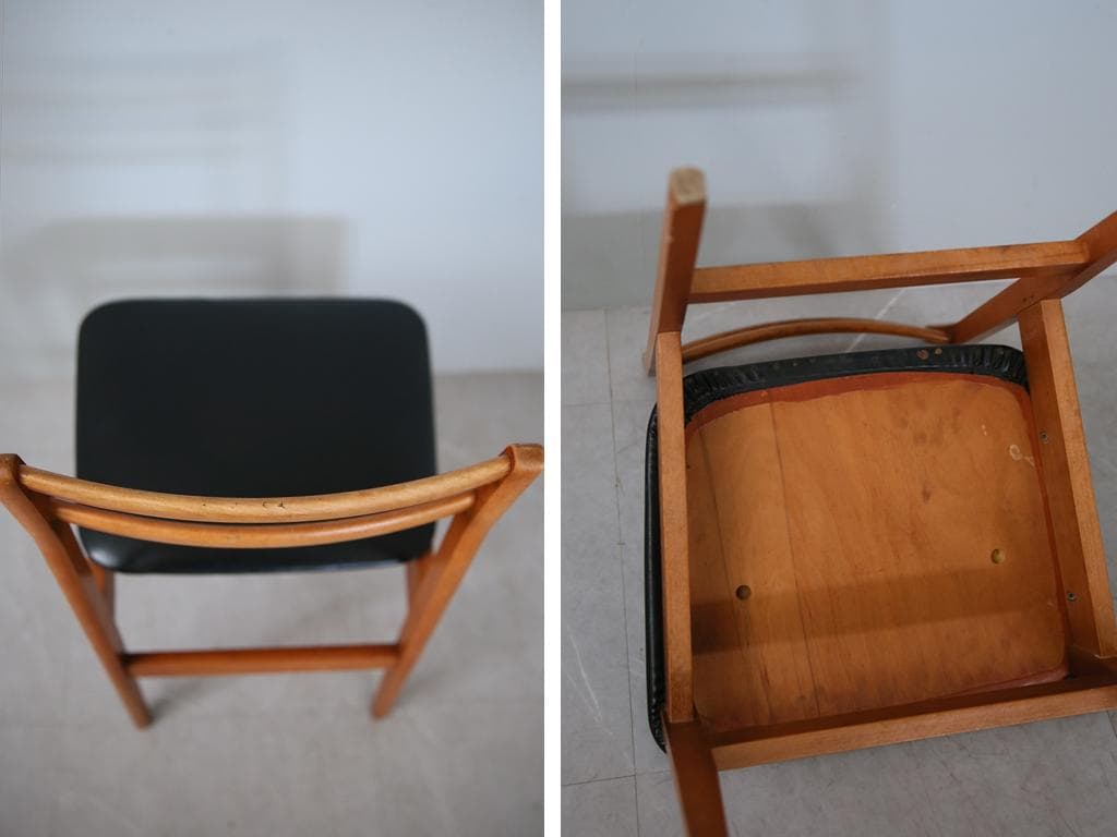 英国ヴィンテージチーク古木ダイニングチェア/椅子イス/モダン(92-183-3)