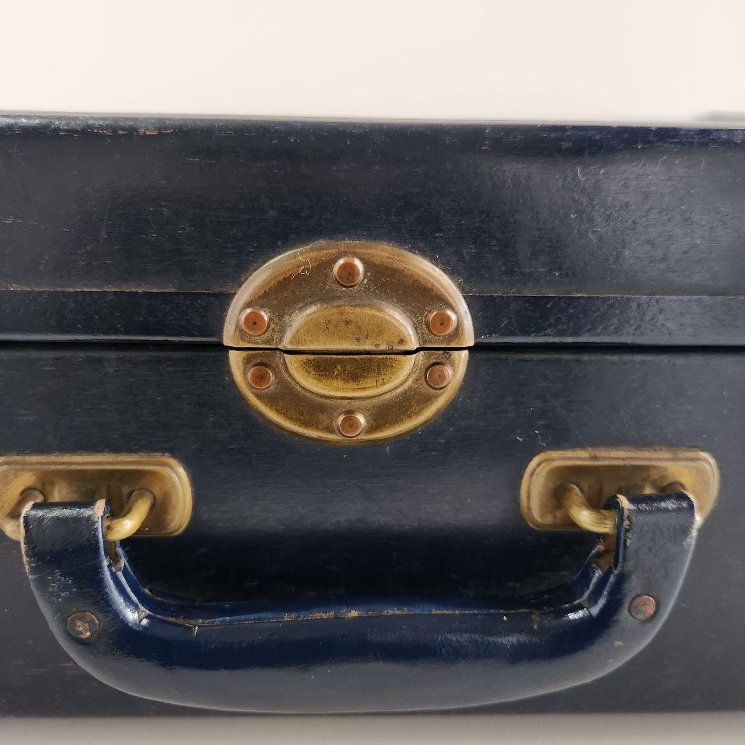 ヴィンテージ　トランク　ネイビー　鍵付き