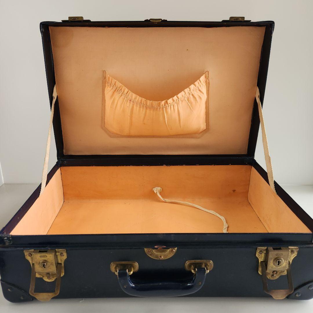 ヴィンテージ　トランク　ネイビー　鍵付き