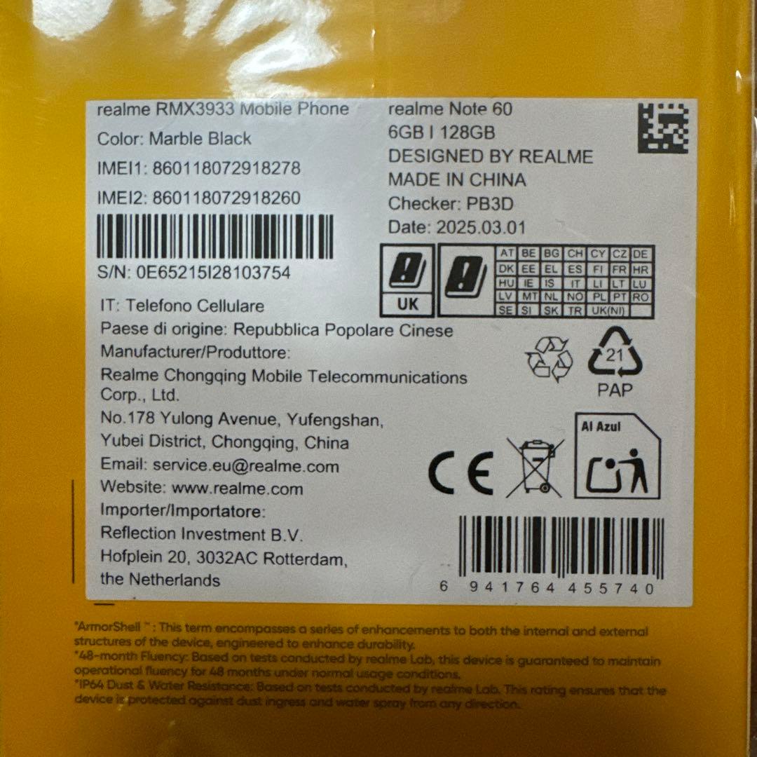 realme Note 60 Black 6GB/128GB 本体