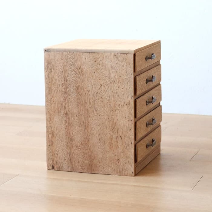 アンティーク ラワン材 整理箱 タンス 古家具 引き出し5杯 無塗装