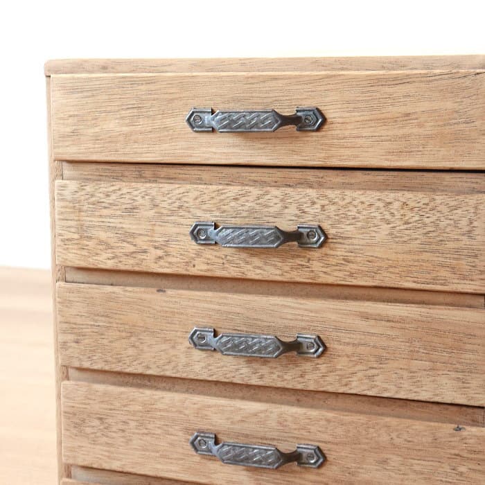 アンティーク ラワン材 整理箱 タンス 古家具 引き出し5杯 無塗装