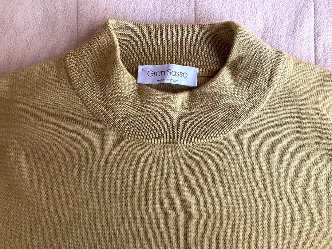GRAN SASSO 12Gウールソリッドモックネックニット マスタード 48