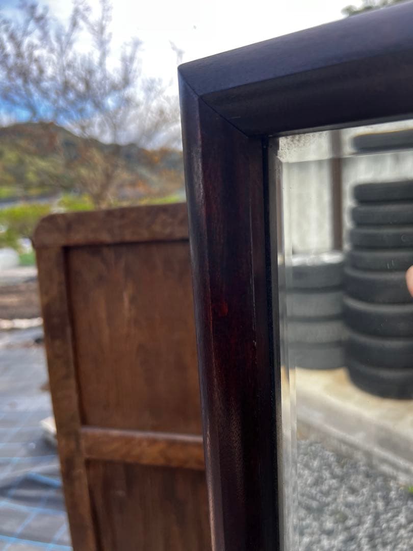 松本民芸家具 姿見 スタンドミラー 透かし彫り 民藝家具 定価12万円