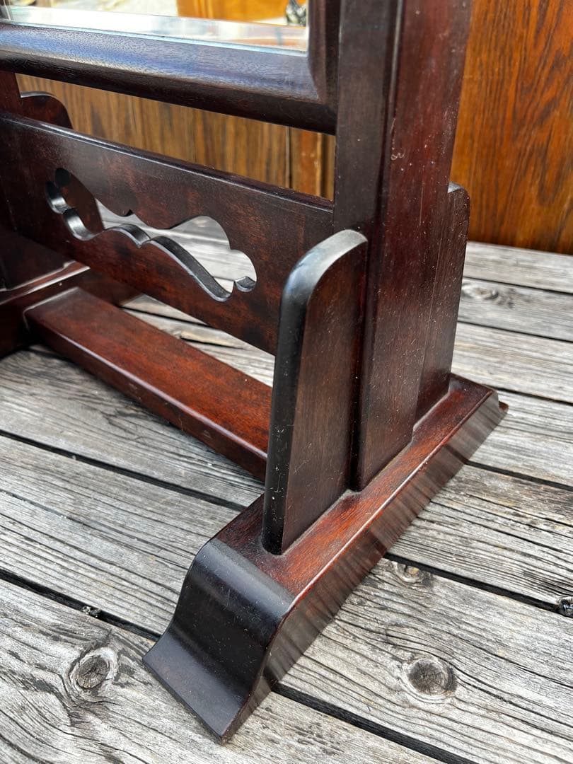 松本民芸家具 姿見 スタンドミラー 透かし彫り 民藝家具 定価12万円