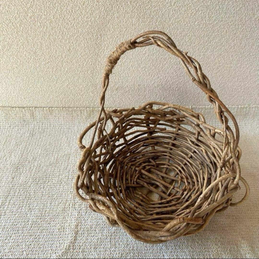 最終】蔓籠 藤蔓かご 蔓細工 あけび 葡萄蔓 バスケット 郷土飾りつる細工