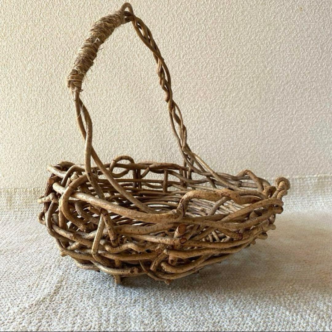 最終】蔓籠 藤蔓かご 蔓細工 あけび 葡萄蔓 バスケット 郷土飾りつる細工