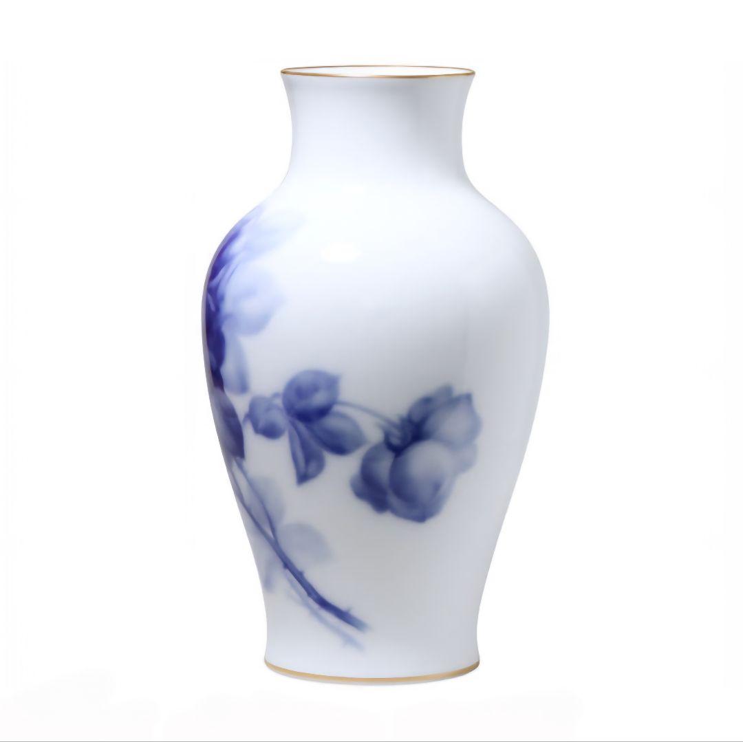 大倉陶園★『ブルーローズ』36cm 花生★フラワーベース★未使用に近い