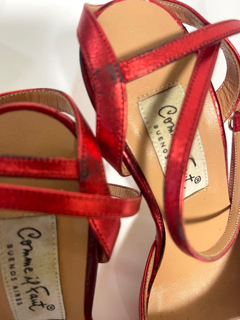アルゼンチンタンゴシューズコムイルフォー 36レッドメタリックヒール8.5cm