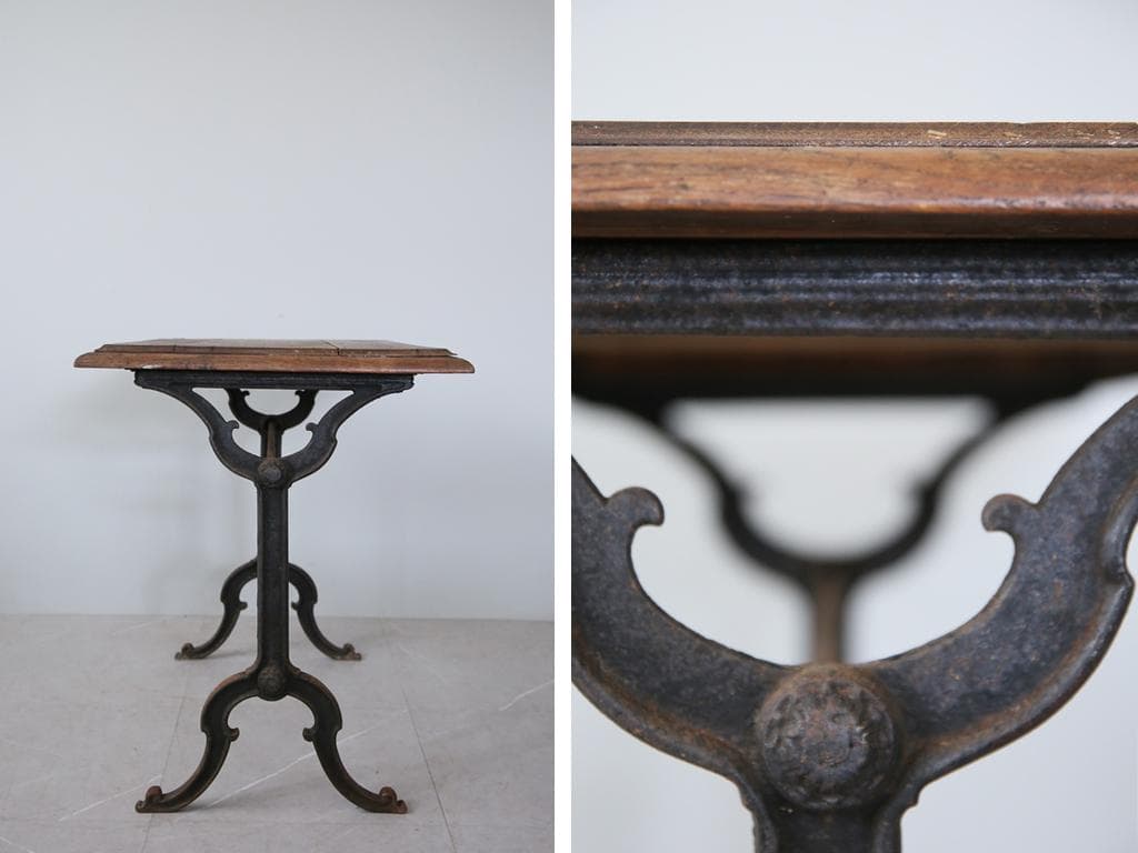 フランスアンティーク鉄脚カフェテーブル/ビストロ机/ダイニング飾り棚(86-96