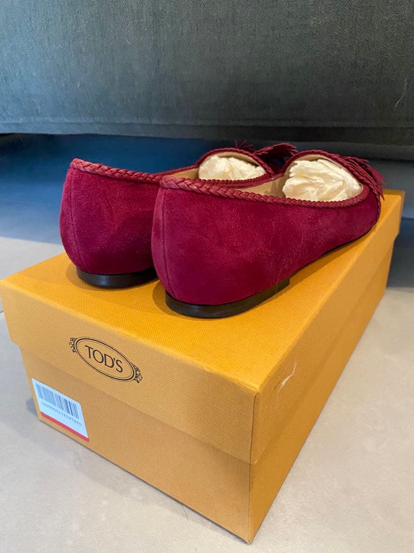 TOD’S ポインテッドトゥ　フラットシューズ 22.5cm プラム　箱付き