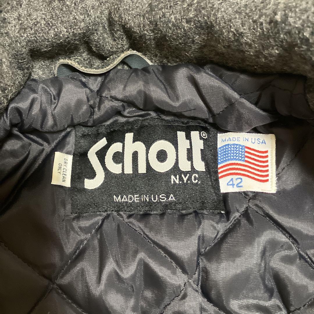 【極美品】ショット シングル ピーコート キルティング グレー 42 XL