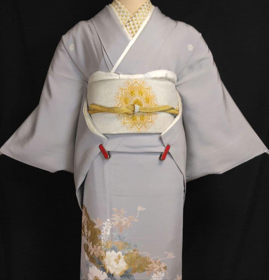 NO447　売約済み　正絹色留袖　比翼仕立て　五つ紋　正絹長襦袢付