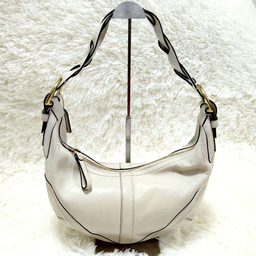 美品✨ COACH ホーボー ワンショルダーバッグ レザー ホワイト